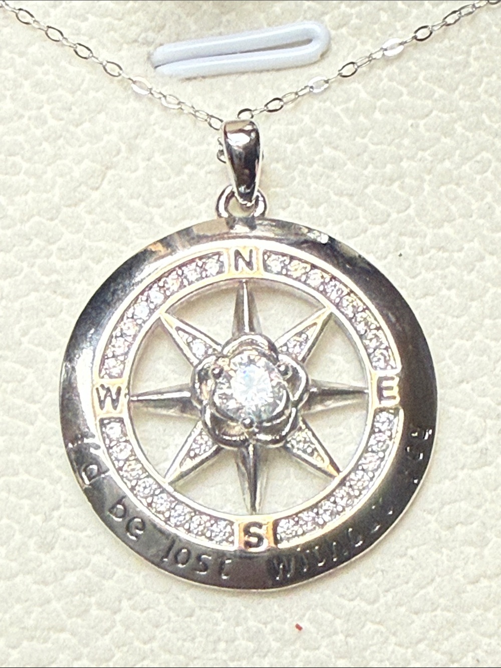 Compass GRA CERTIFIED MOISSANITE DIAMOND 1 ct rose Pendant Necklace NEW